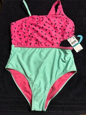 Macy's Pink and Mint Watermelon One-Piece Swimsuit for Kids